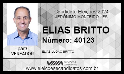 Candidato ELIAS BRITTO 2024 - JERÔNIMO MONTEIRO - Eleições