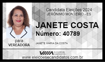 Candidato JANETE COSTA 2024 - JERÔNIMO MONTEIRO - Eleições