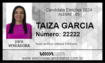 Candidato TAIZA GARCIA 2024 - ALEGRE - Eleições