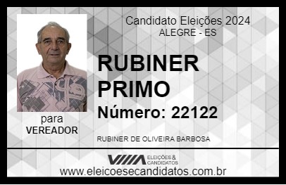 Candidato RUBINER PRIMO 2024 - ALEGRE - Eleições