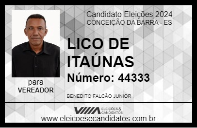 Candidato LICO DE ITAÚNAS 2024 - CONCEIÇÃO DA BARRA - Eleições