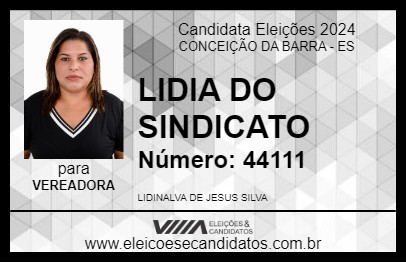 Candidato LIDIA DO SINDICATO 2024 - CONCEIÇÃO DA BARRA - Eleições