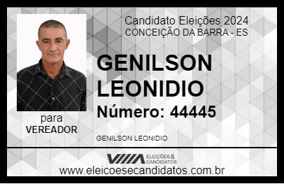 Candidato GENILSON LEONIDIO 2024 - CONCEIÇÃO DA BARRA - Eleições