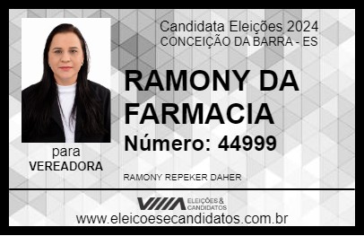 Candidato RAMONY DA FARMACIA 2024 - CONCEIÇÃO DA BARRA - Eleições