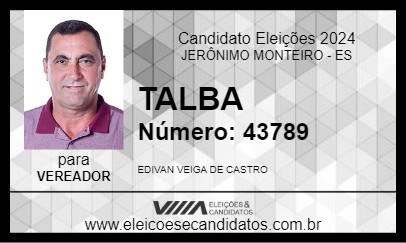 Candidato TALBA 2024 - JERÔNIMO MONTEIRO - Eleições