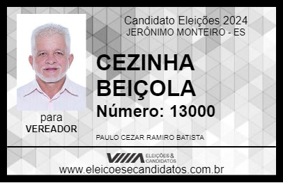 Candidato CEZINHA BEIÇOLA 2024 - JERÔNIMO MONTEIRO - Eleições