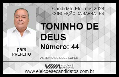 Candidato TONINHO DE DEUS 2024 - CONCEIÇÃO DA BARRA - Eleições