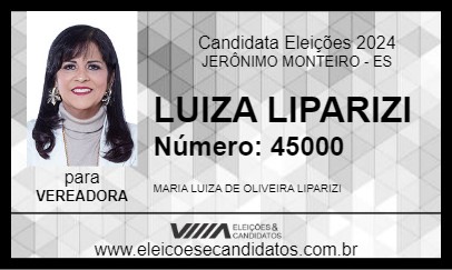 Candidato LUIZA LIPARIZI 2024 - JERÔNIMO MONTEIRO - Eleições