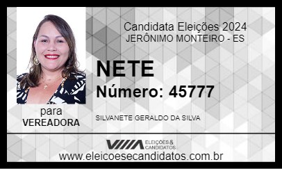 Candidato NETE 2024 - JERÔNIMO MONTEIRO - Eleições