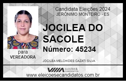 Candidato JOCILEA DO SACOLE 2024 - JERÔNIMO MONTEIRO - Eleições