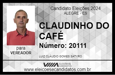 Candidato CLAUDINHO DO CAFÉ 2024 - ALEGRE - Eleições