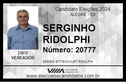 Candidato SERGINHO RIDOLPHI 2024 - ALEGRE - Eleições