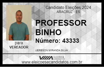 Candidato PROFESSOR BINHO 2024 - ARACRUZ - Eleições