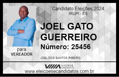 Candidato JOEL GATO GUERREIRO 2024 - IRUPI - Eleições