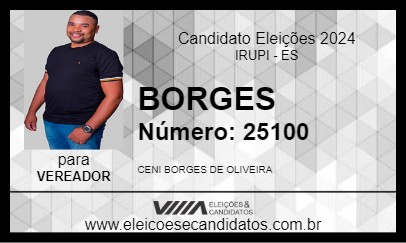 Candidato BORGES 2024 - IRUPI - Eleições