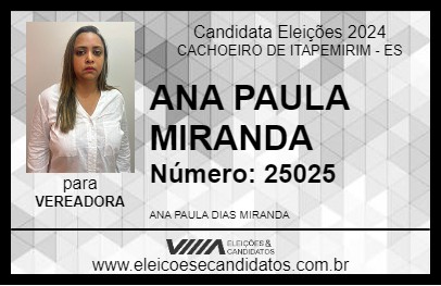 Candidato ANA PAULA MIRANDA 2024 - CACHOEIRO DE ITAPEMIRIM - Eleições