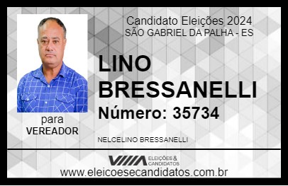 Candidato LINO BRESSANELLI 2024 - SÃO GABRIEL DA PALHA - Eleições