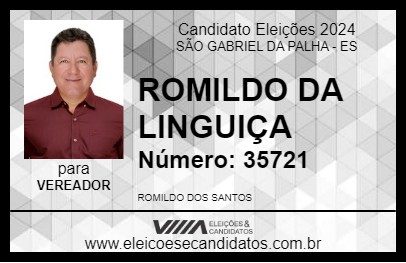 Candidato ROMILDO DA LINGUIÇA 2024 - SÃO GABRIEL DA PALHA - Eleições