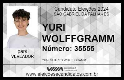 Candidato YURI WOLFFGRAMM 2024 - SÃO GABRIEL DA PALHA - Eleições