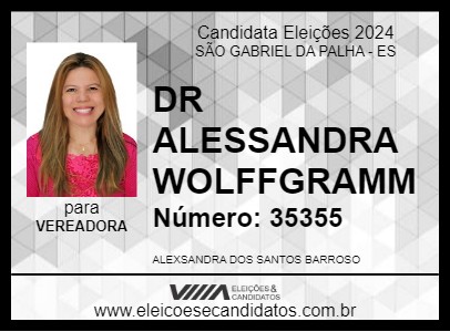 Candidato DR ALESSANDRA WOLFFGRAMM 2024 - SÃO GABRIEL DA PALHA - Eleições