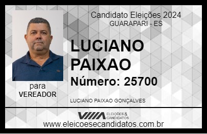 Candidato LUCIANO PAIXAO 2024 - GUARAPARI - Eleições