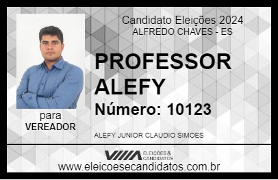 Candidato PROFESSOR ALEFY 2024 - ALFREDO CHAVES - Eleições