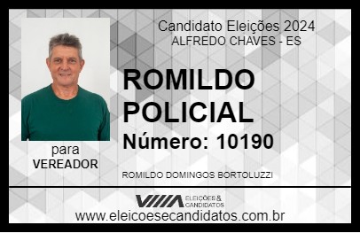 Candidato ROMILDO POLICIAL 2024 - ALFREDO CHAVES - Eleições