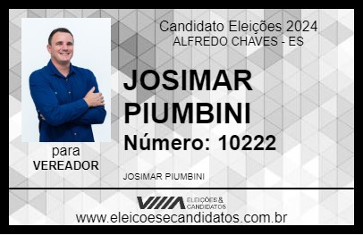 Candidato JOSIMAR PIUMBINI 2024 - ALFREDO CHAVES - Eleições