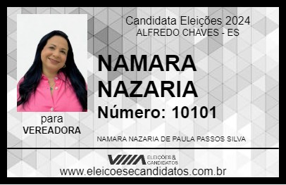 Candidato NAMARA DE PAULA 2024 - ALFREDO CHAVES - Eleições