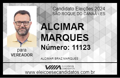 Candidato ALCIMAR MARQUES 2024 - SÃO ROQUE DO CANAÃ - Eleições