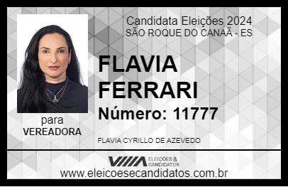 Candidato FLAVIA FERRARI 2024 - SÃO ROQUE DO CANAÃ - Eleições