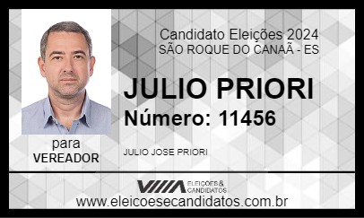 Candidato JULIO PRIORI 2024 - SÃO ROQUE DO CANAÃ - Eleições