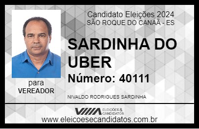 Candidato SARDINHA DO UBER 2024 - SÃO ROQUE DO CANAÃ - Eleições