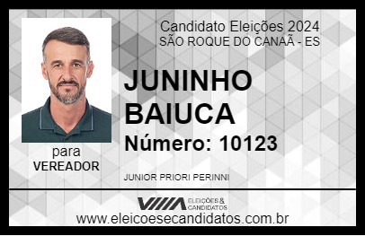 Candidato JUNINHO BAIUCA 2024 - SÃO ROQUE DO CANAÃ - Eleições