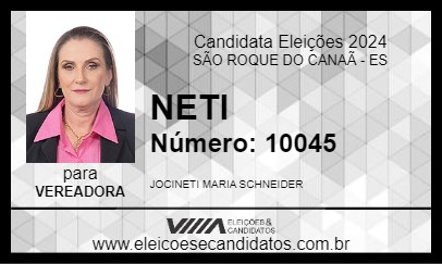 Candidato NETI 2024 - SÃO ROQUE DO CANAÃ - Eleições