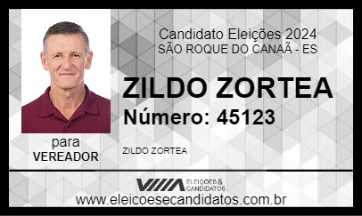 Candidato ZILDO ZORTEA 2024 - SÃO ROQUE DO CANAÃ - Eleições