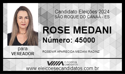 Candidato ROSE MEDANI 2024 - SÃO ROQUE DO CANAÃ - Eleições