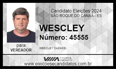 Candidato WESCLEY 2024 - SÃO ROQUE DO CANAÃ - Eleições