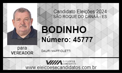 Candidato BODINHO 2024 - SÃO ROQUE DO CANAÃ - Eleições