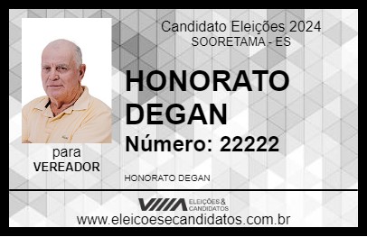 Candidato HONORATO DEGAN 2024 - SOORETAMA - Eleições