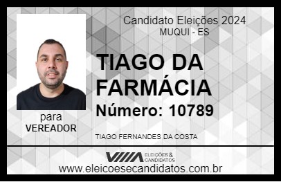 Candidato TIAGO DA FARMÁCIA 2024 - MUQUI - Eleições