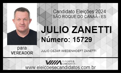 Candidato JULIO ZANETTI 2024 - SÃO ROQUE DO CANAÃ - Eleições