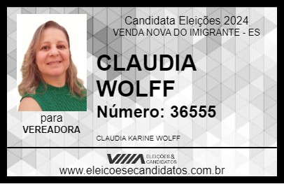 Candidato CLAUDIA WOLFF 2024 - VENDA NOVA DO IMIGRANTE - Eleições