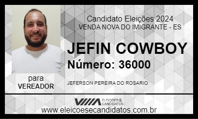 Candidato JEFIN COWBOY 2024 - VENDA NOVA DO IMIGRANTE - Eleições