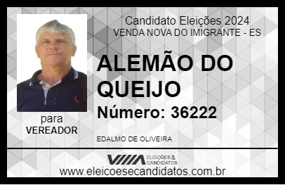 Candidato ALEMÃO DO QUEIJO 2024 - VENDA NOVA DO IMIGRANTE - Eleições