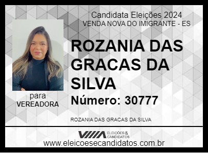 Candidato ROZANIA DA SILVA 2024 - VENDA NOVA DO IMIGRANTE - Eleições