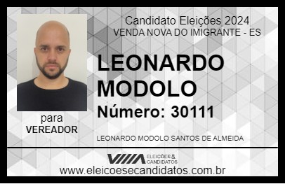 Candidato LEONARDO MODOLO 2024 - VENDA NOVA DO IMIGRANTE - Eleições