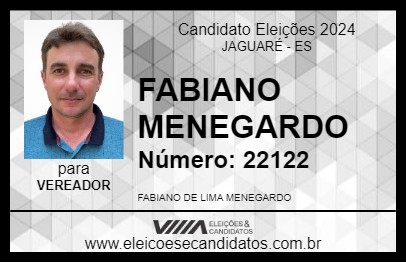 Candidato FABIANO MENEGARDO 2024 - JAGUARÉ - Eleições