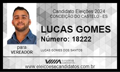 Candidato LUCAS GOMES 2024 - CONCEIÇÃO DO CASTELO - Eleições