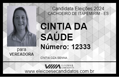 Candidato CINTIA DA SAÚDE 2024 - CACHOEIRO DE ITAPEMIRIM - Eleições